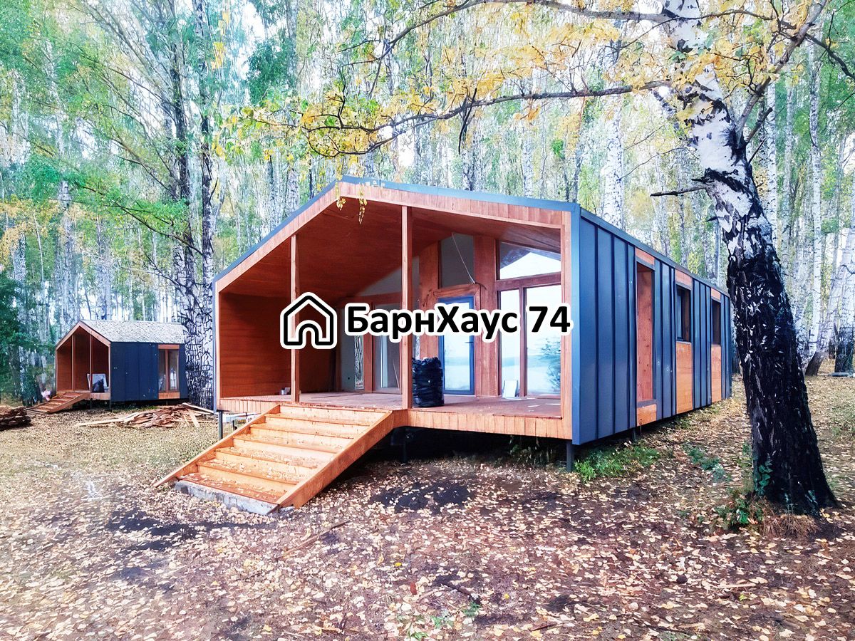 2 дома 7,5×6 + террасы 7,5×3, Миасское — построенный объект Барнхаус74